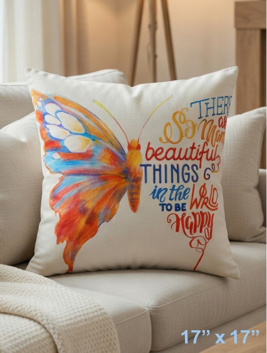 Butterfly Print Cushion & Filler